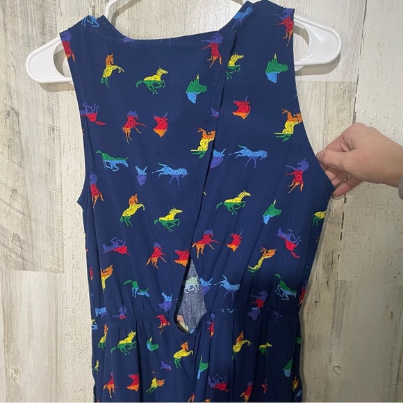 Rainbow Unicorn Sleeveless Open Back Romper size M Pride Colorful - Picture 7 of 8